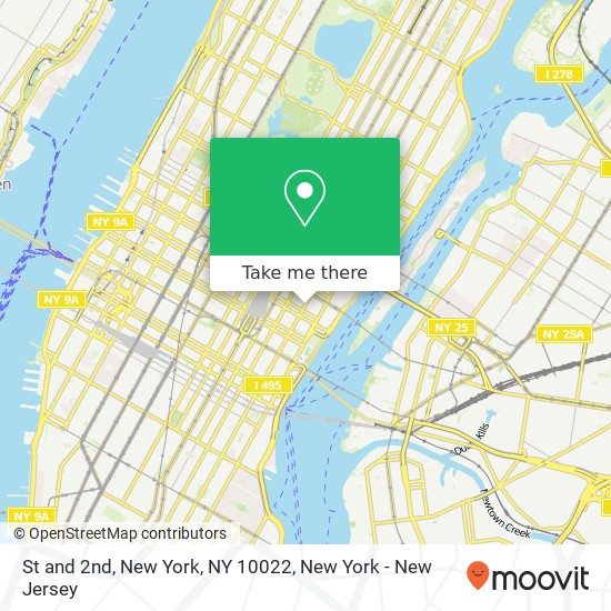 Mapa de St and 2nd, New York, NY 10022