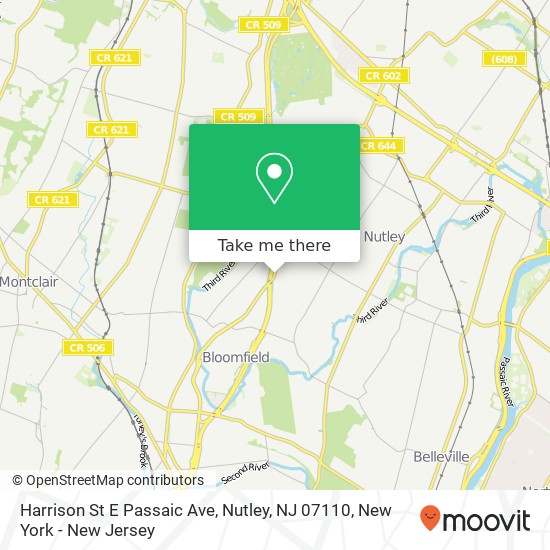 Mapa de Harrison St E Passaic Ave, Nutley, NJ 07110