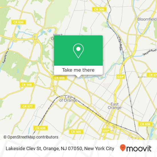 Mapa de Lakeside Clev St, Orange, NJ 07050