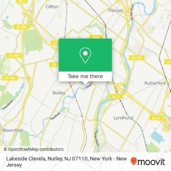 Mapa de Lakeside Clevela, Nutley, NJ 07110