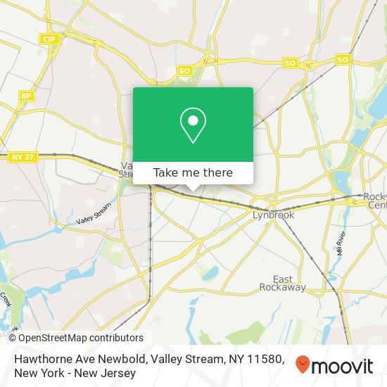 Mapa de Hawthorne Ave Newbold, Valley Stream, NY 11580