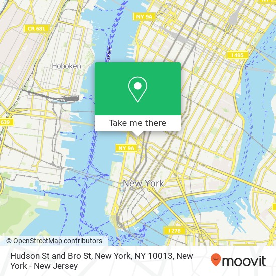 Hudson St and Bro St, New York, NY 10013 map
