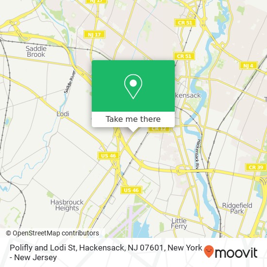 Mapa de Polifly and Lodi St, Hackensack, NJ 07601