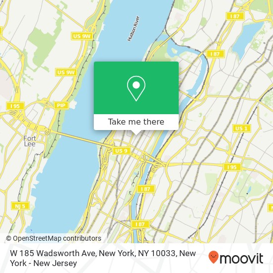 W 185 Wadsworth Ave, New York, NY 10033 map