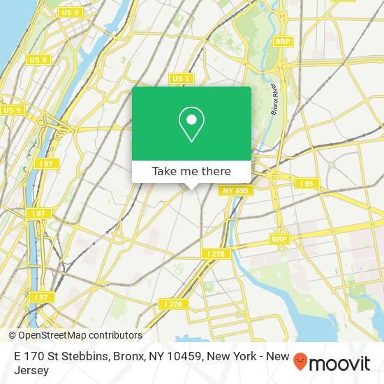 Mapa de E 170 St Stebbins, Bronx, NY 10459