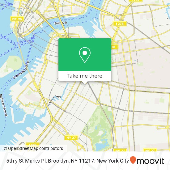 Mapa de 5th y St Marks Pl, Brooklyn, NY 11217