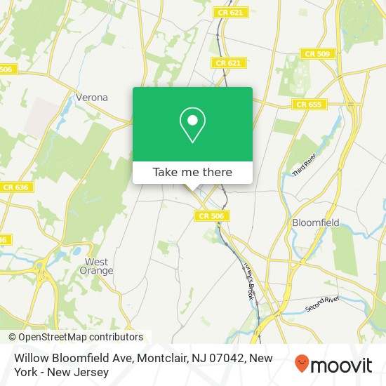 Mapa de Willow Bloomfield Ave, Montclair, NJ 07042