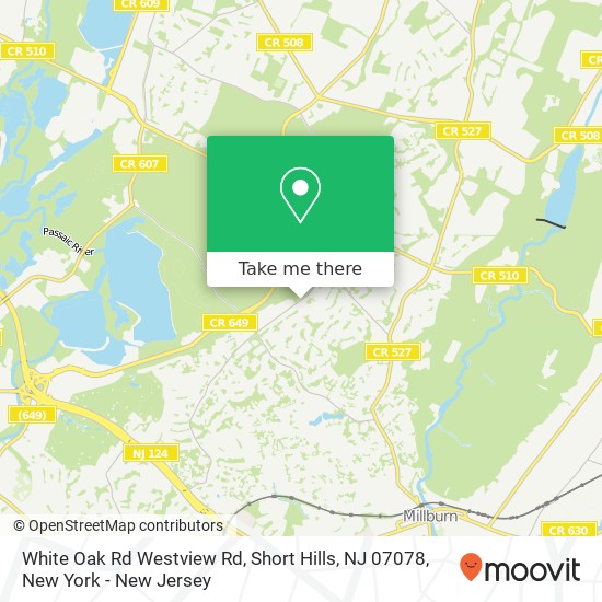 White Oak Rd Westview Rd, Short Hills, NJ 07078 map