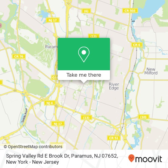 Mapa de Spring Valley Rd E Brook Dr, Paramus, NJ 07652