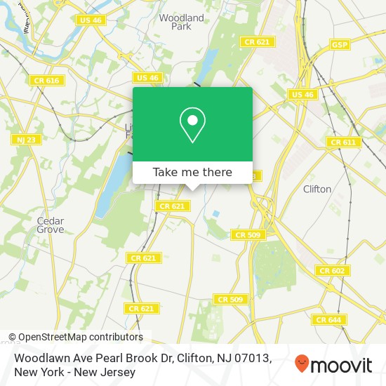 Woodlawn Ave Pearl Brook Dr, Clifton, NJ 07013 map