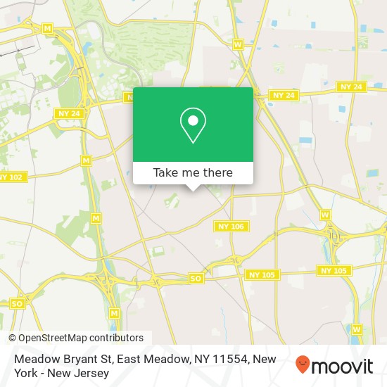 Mapa de Meadow Bryant St, East Meadow, NY 11554