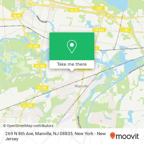 Mapa de 269 N 8th Ave, Manville, NJ 08835