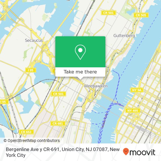 Mapa de Bergenline Ave y CR-691, Union City, NJ 07087