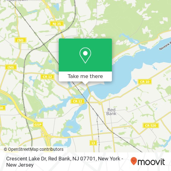 Crescent Lake Dr, Red Bank, NJ 07701 map