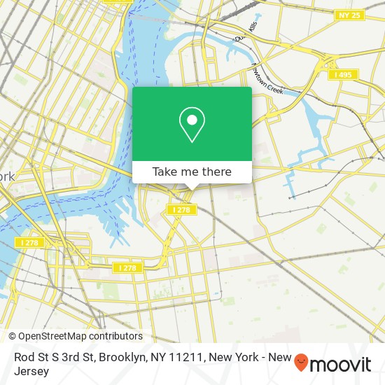 Mapa de Rod St S 3rd St, Brooklyn, NY 11211