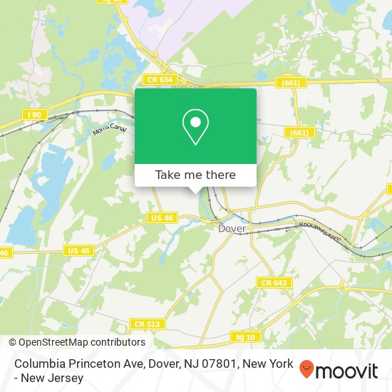 Mapa de Columbia Princeton Ave, Dover, NJ 07801