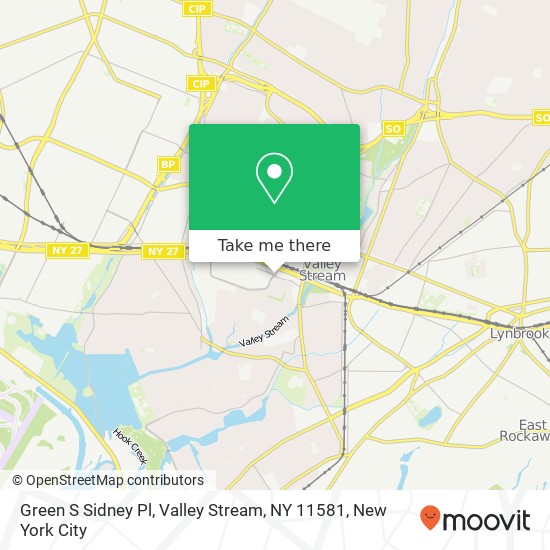 Green S Sidney Pl, Valley Stream, NY 11581 map