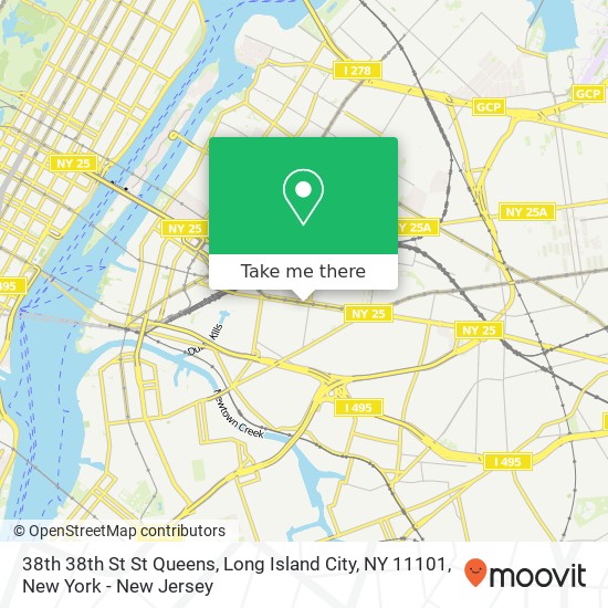 Mapa de 38th 38th St St Queens, Long Island City, NY 11101