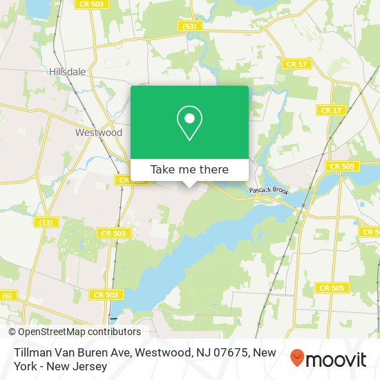 Mapa de Tillman Van Buren Ave, Westwood, NJ 07675