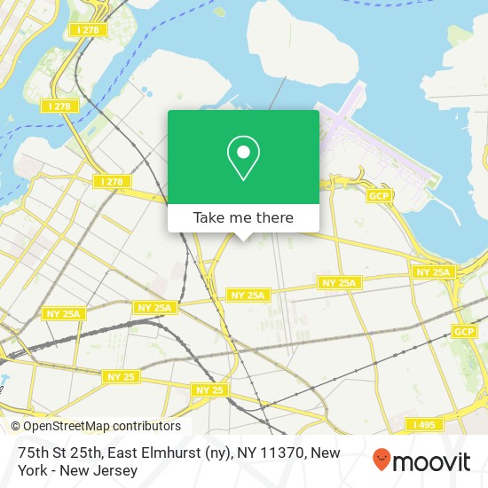 Mapa de 75th St 25th, East Elmhurst (ny), NY 11370