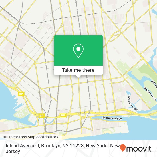 Mapa de Island Avenue T, Brooklyn, NY 11223