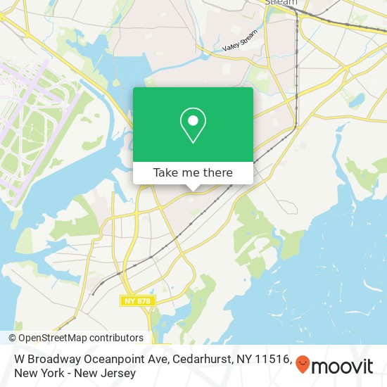 Mapa de W Broadway Oceanpoint Ave, Cedarhurst, NY 11516
