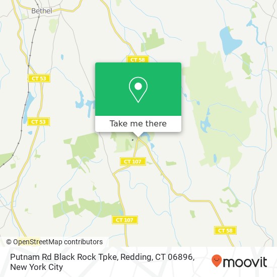 Mapa de Putnam Rd Black Rock Tpke, Redding, CT 06896