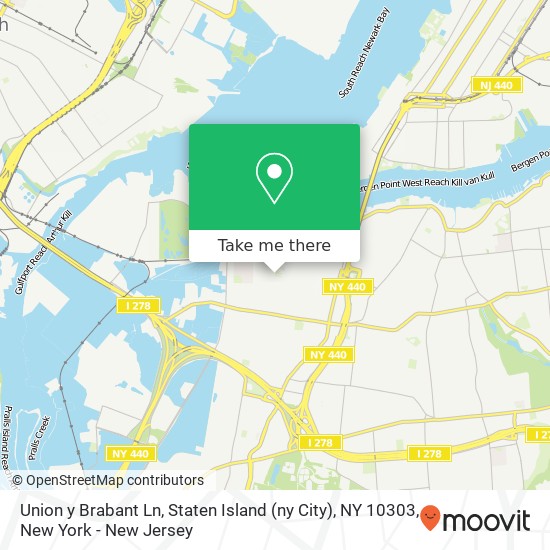 Union y Brabant Ln, Staten Island (ny City), NY 10303 map