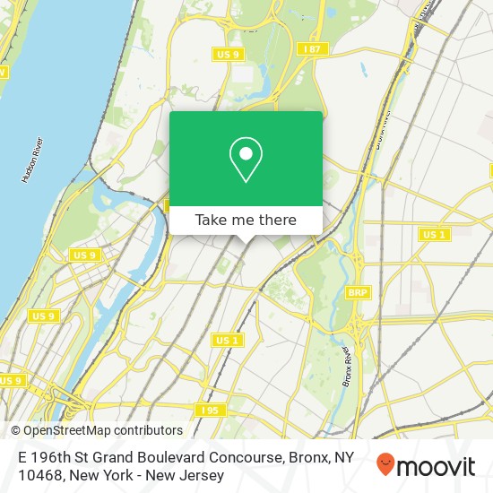 Mapa de E 196th St Grand Boulevard Concourse, Bronx, NY 10468
