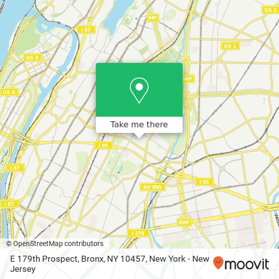 Mapa de E 179th Prospect, Bronx, NY 10457