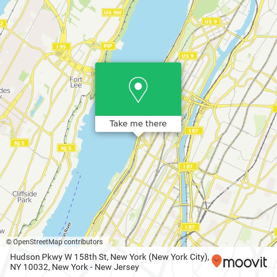 Mapa de Hudson Pkwy W 158th St, New York (New York City), NY 10032
