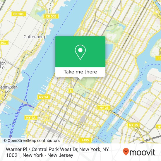 Mapa de Warner Pl / Central Park West Dr, New York, NY 10021
