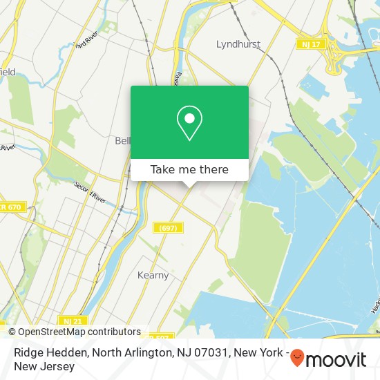 Mapa de Ridge Hedden, North Arlington, NJ 07031