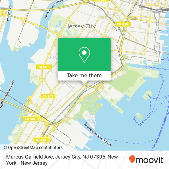 Mapa de Marcus Garfield Ave, Jersey City, NJ 07305