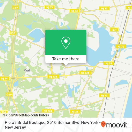 Mapa de Piera's Bridal Boutique, 2510 Belmar Blvd