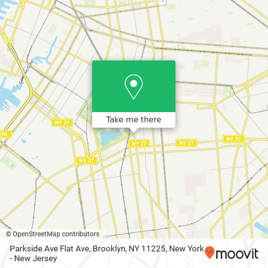 Mapa de Parkside Ave Flat Ave, Brooklyn, NY 11225