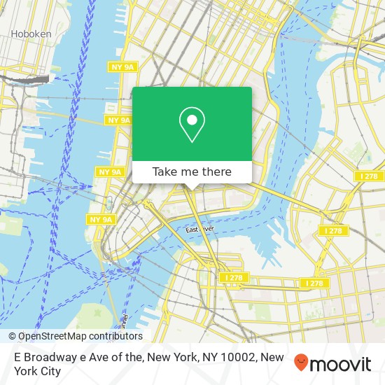 Mapa de E Broadway e Ave of the, New York, NY 10002