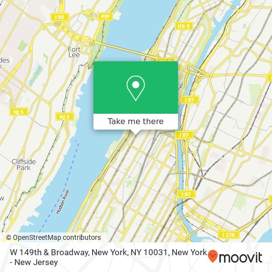 W 149th & Broadway, New York, NY 10031 map