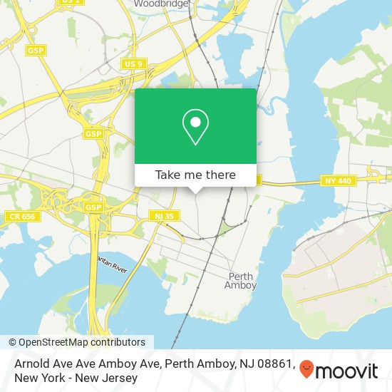 Mapa de Arnold Ave Ave Amboy Ave, Perth Amboy, NJ 08861
