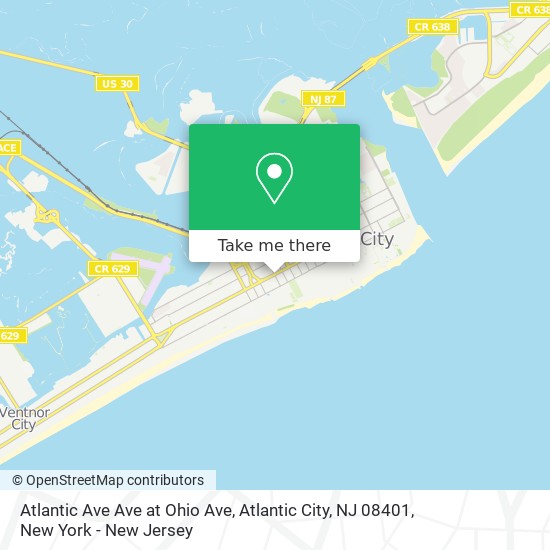 Mapa de Atlantic Ave Ave at Ohio Ave, Atlantic City, NJ 08401