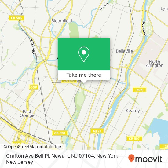 Mapa de Grafton Ave Bell Pl, Newark, NJ 07104