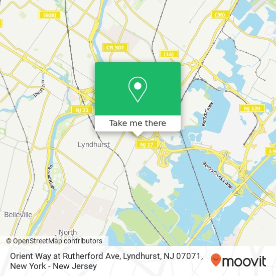Mapa de Orient Way at Rutherford Ave, Lyndhurst, NJ 07071