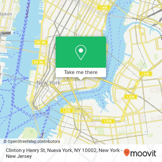Mapa de Clinton y Henry St, Nueva York, NY 10002
