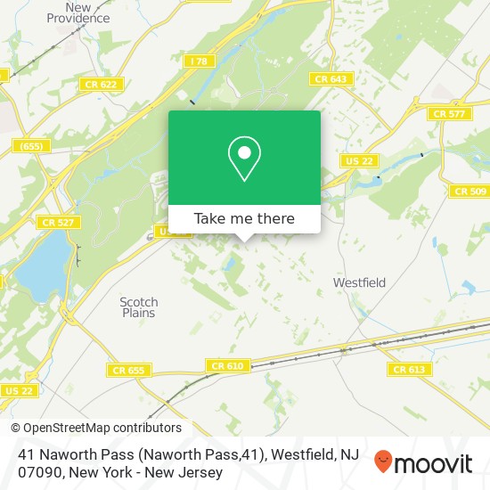 Mapa de 41 Naworth Pass (Naworth Pass,41), Westfield, NJ 07090