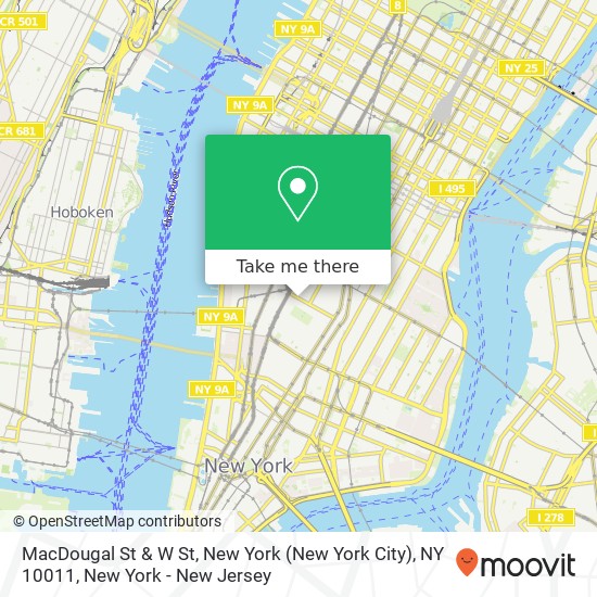 Mapa de MacDougal St & W St, New York (New York City), NY 10011