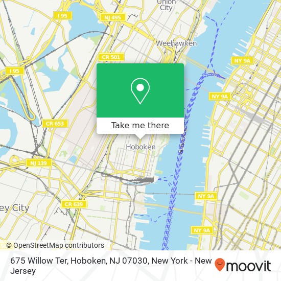 Mapa de 675 Willow Ter, Hoboken, NJ 07030