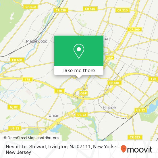 Mapa de Nesbit Ter Stewart, Irvington, NJ 07111