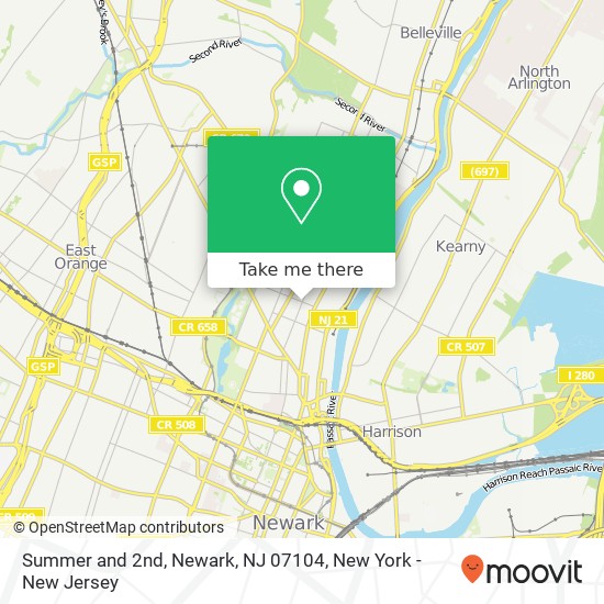 Mapa de Summer and 2nd, Newark, NJ 07104
