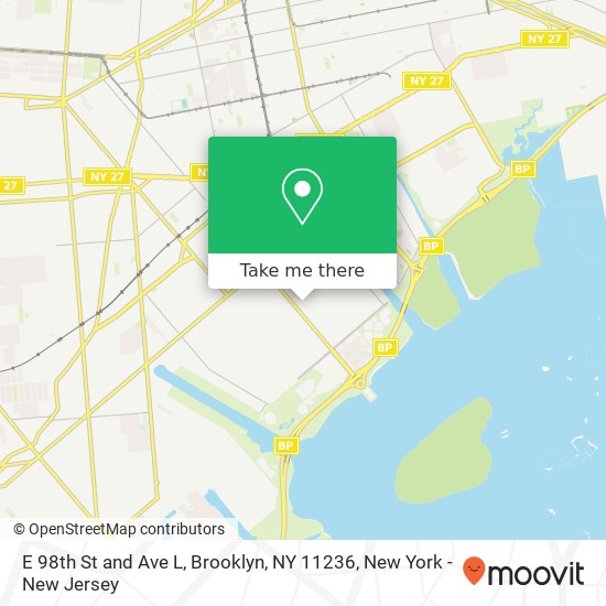 Mapa de E 98th St and Ave L, Brooklyn, NY 11236
