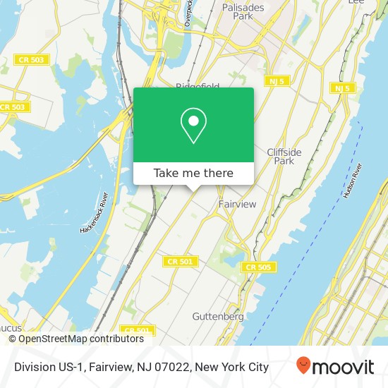 Division US-1, Fairview, NJ 07022 map